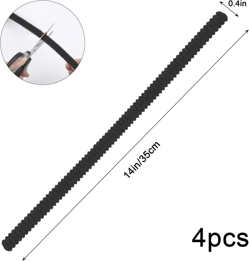 apvok Oven Rack Guards Heat Resistant Silicone Oven Rack Edge Protectors 14 Inches Long Oven Rack Shields Cover - Protector Guards Against Burns And Scars (Black) - Image 2